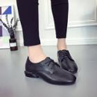 Square-toe Low Heel Lace-up Shoes