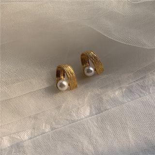 925 Sterling Silver Freshwater Pearl / Faux Pearl Stud Earring