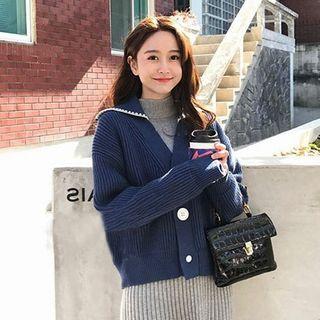 Collared Rib Knit Cardigan / Midi A-line Knit Dress