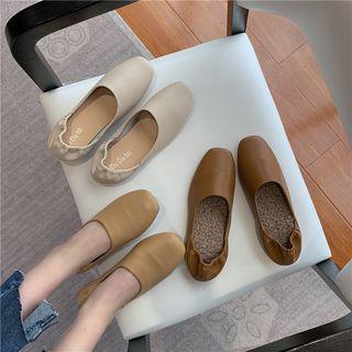 Faux Leather Band-waist Flats