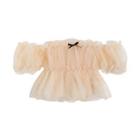 Off-shoulder Puffy Mesh Crop Top