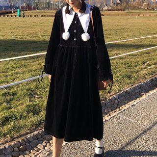 Pom Pom Midi Shirtdress Black - One Size