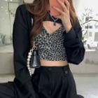 Leopard Print V-neck Cropped Camisole / Cropped Top / High Waist Pants