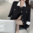 Mock Two-piece Contrast Collar Jacket