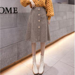 Heart Button A-line Skirt