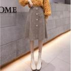 Heart Button A-line Skirt
