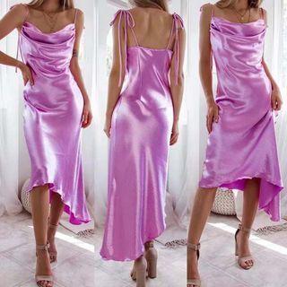 Spaghetti Strap Irregular Midi Sheath Dress