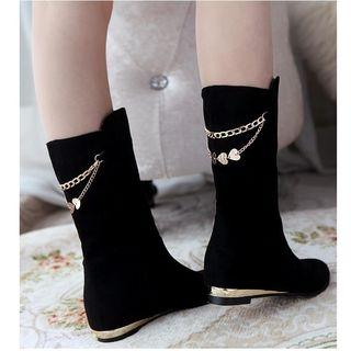 Heart Chained Hidden Wedge Short Boots