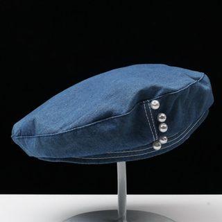 Faux Pearl Denim Beret