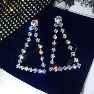 Rhinestone Triangle Dangle Earring 1 Pair - Gunmetal Black - One Size