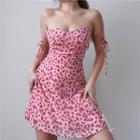 Floral Slim-fit Mini Halter Dress