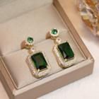 Faux Crystal Rhinestone Alloy Dangle Earring 1 Pair - Green - One Size