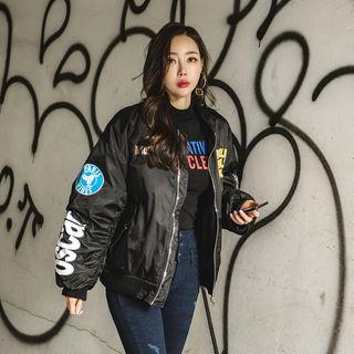 Two-way Printed Padded Flight Jacket