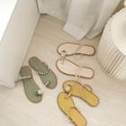Pineapple Toe-loop Faux Pearl Slide Sandals