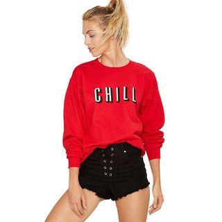 Long-sleeved Lettering Loose-fit Crewneck Sweatshirt