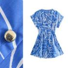 V-neck Short Sleeve Print Dress