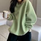 Faux Shearling Sweatshirt Apple Green - One Size