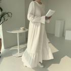 Flounced Cotton Maxi Dress Ivory - One Size