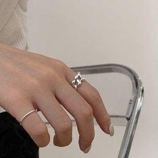 Chunky Chain Sterling Silver Open Ring / Polished Sterling Silver Open Ring