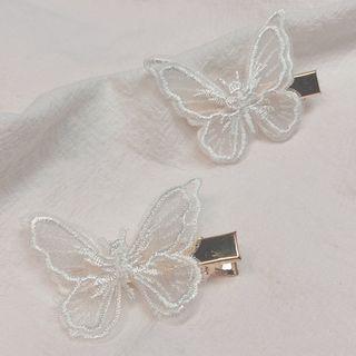 Lace Butterfly Hair Clip White - One Size