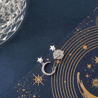 Asymmetrical Rhinestone Planet Moon Drop Earring
