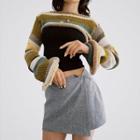 Long-sleeve Colour-block Crop Top