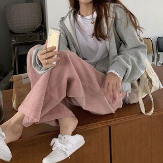 Plain Hooded Sweatshirt Jacket