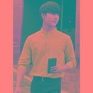 Colored Mandarin-collar Linen Blend Shirt