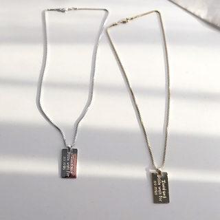 Lettering Metallic-pendant Chain Necklace