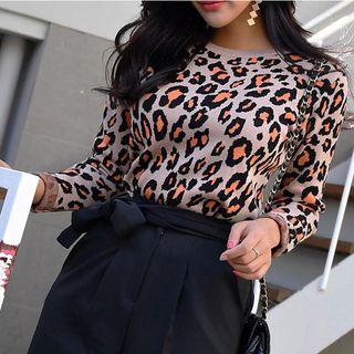Animal Print Knit Top Leopard - One Size