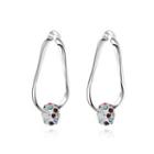 Simple And Fashion Geometric Bead Earrings With Cubic Zircon Silver - One Size