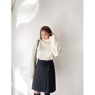 Inset Shorts Button-up Wrap Skirt