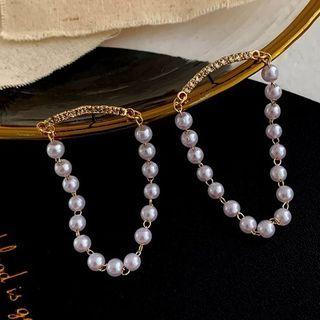 Faux Pearl Chain Dangle Earring 1 Pair - Gold - One Size