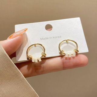 Rhinestone Alloy Hoop Earring E4469 - 1 Pr - Gold - One Size
