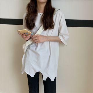 Short Sleeve Asymmetric Hem T-shirt