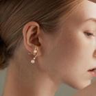 Faux Pearl Asymmetrical Alloy Dangle Earring 1 Pair - Asymmetric - Gold - One Size