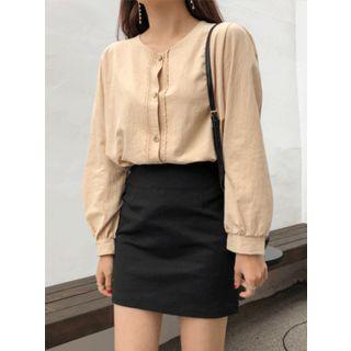 Laced Collarless Blouse