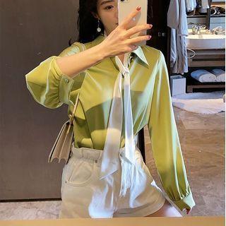 Long-sleeve Contrast Tie Shirt