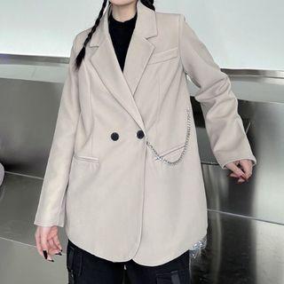 Double-breasted Blazer With Chain