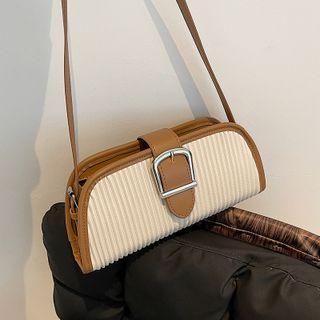 Two-tone Pleated Panel Crossbody Bag