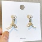 Faux Pearl Rhinestone Earring 1 Pair - 925 Silver Needle - One Size