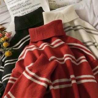 Turtleneck Striped Loose-fit Sweater