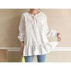Frilled Trim Long-sleeve Dress