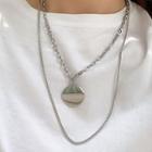 Alloy Disc Pendant Layered Necklace Necklace - 2 Layer - Disc - One Size