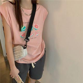 Sleeveless Watermelon Print Tank Top