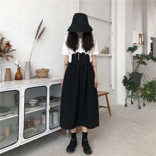 Short Sleeve Lace-up Blouse / Jumper Dress