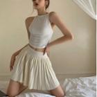 Sleeveless Crop Top / Plain Mini Skirt