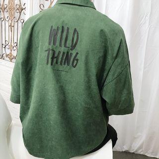 3/4-sleeve Print Polo Shirt