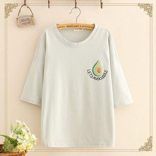 Fruit Print Elbow-sleeve T-shirt