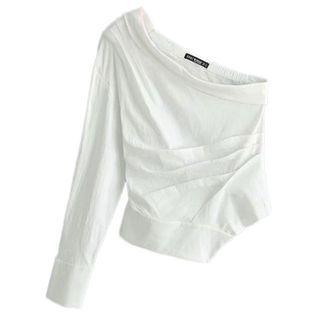 Long-sleeve One-shoulder Slim-fit Blouse